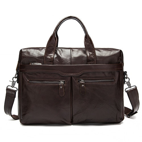 Men's Genuine Leather Shoulder Briefcase - Dapperdashery