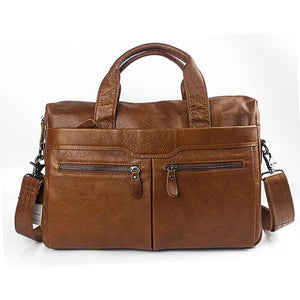 Men's Genuine Leather Shoulder Briefcase - Dapperdashery