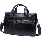 Men's Genuine Leather Shoulder Briefcase - Dapperdashery