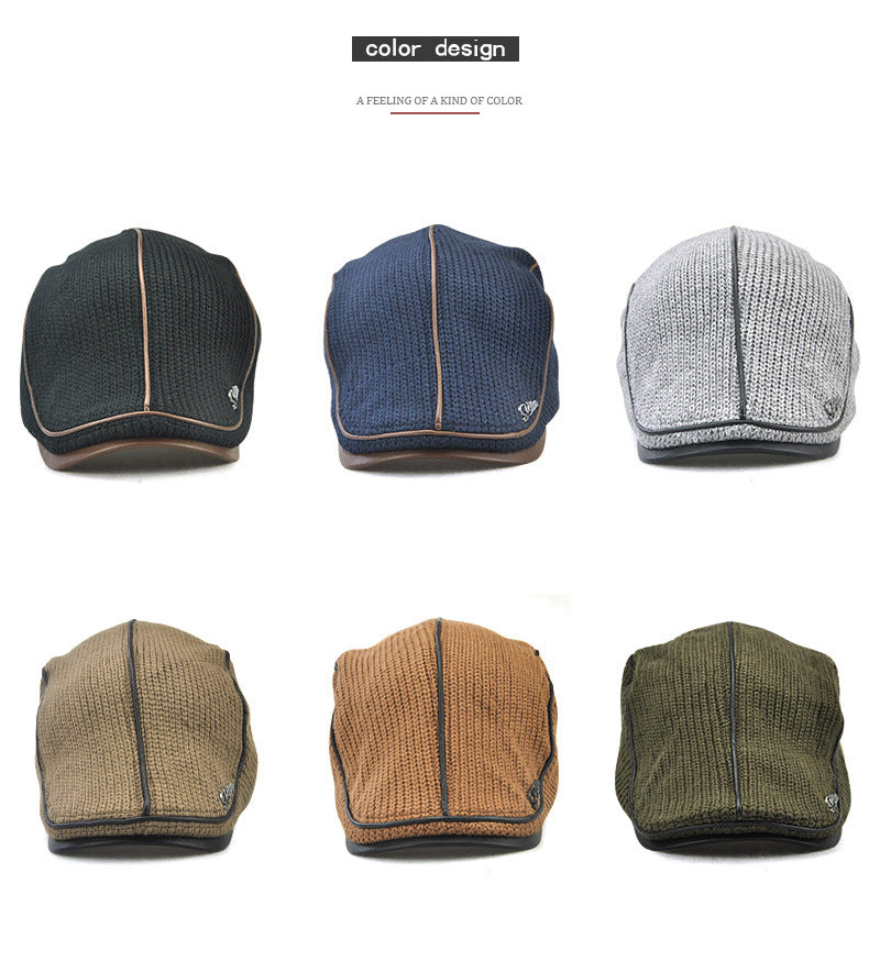 Men's Caps Spring and Autumn Winter Berets Thicken Warm Casual Hat Knitted Cap Hat Adjustable - Dapperdashery